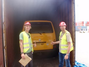 Bruce and George with the opened container