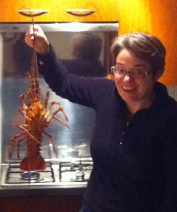 Our live lobster from Robinson Crusoe back in our rented apartment in the centre of Santiago