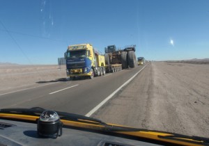 Pulled over to let the very large mining machinery perched on the back of a lorry pass