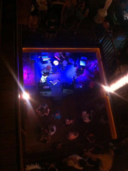 Looking down from the top floor onto the stage at Scenarium 