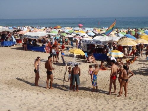 Busy weekend day at the beach