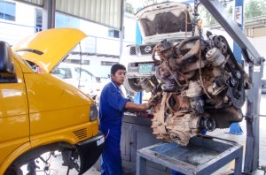 The Yellow Van's engine being winched out